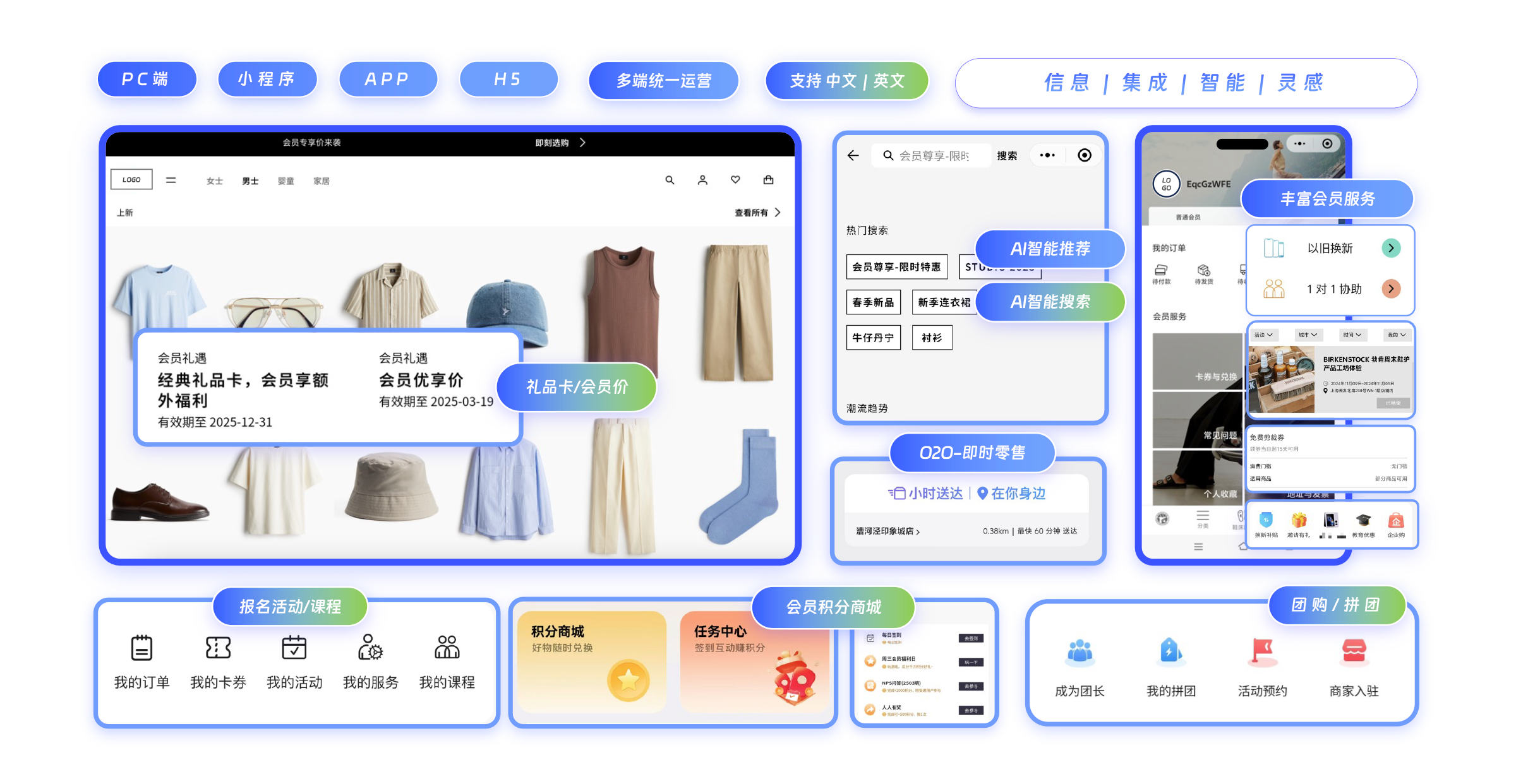 丰富的功能+定制化模块